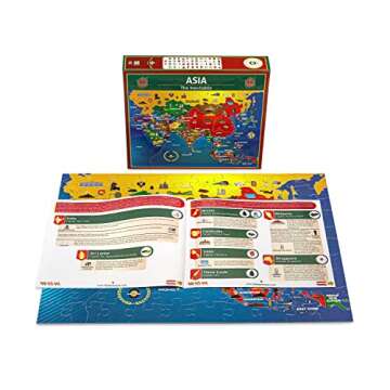 Asia Map Puzzle – Map of Asia – Jigsaw Puzzle-Educational History – 100 Piece Puzzles –The Inevitable Continent – Geography Puzzle – China | India | Russia | Japan | Philippines | Thailand
