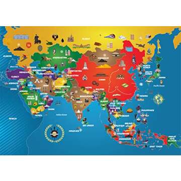 Asia Map Puzzle – Map of Asia – Jigsaw Puzzle-Educational History – 100 Piece Puzzles –The Inevitable Continent – Geography Puzzle – China | India | Russia | Japan | Philippines | Thailand