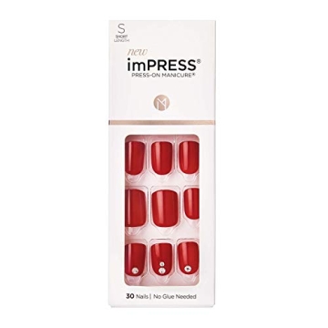KISS imPRESS No Glue Mani Press On Nails, Design 'Kill Heels', Short Squoval Shape with 30 Nails, Pr...