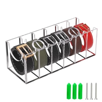 GTI Acrylic Belt Organizer - 6 Compartment Storage for Ties & Belts
