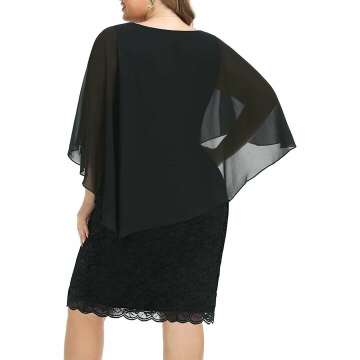 Plus Size Cape Dress with Chiffon Overlay