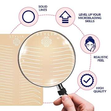 Microblading Supplies Inkless Double Sided Practice Skin For Eyebrow Tattoos: Permanent Makeup Silicone Skins To Practice Brow Micro-Blading And Needling, Fake Skin Sheets (12 Ombre)