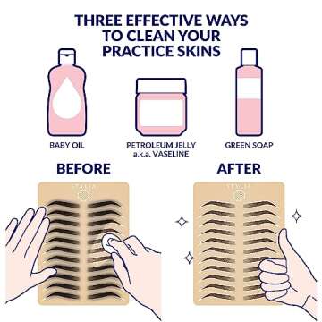 Microblading Supplies Inkless Double Sided Practice Skin For Eyebrow Tattoos: Permanent Makeup Silicone Skins To Practice Brow Micro-Blading And Needling, Fake Skin Sheets (12 Ombre)