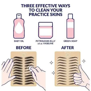 Microblading Supplies Inkless Double Sided Practice Skin For Eyebrow Tattoos: Permanent Makeup Silicone Skins To Practice Brow Micro-Blading And Needling, Fake Skin Sheets (12 Ombre)