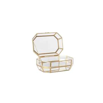 Alice Lane Bijou Glass Box Home Collection — Gold — Display Your Cherished Keepsakes or Enhance Your Interior Aesthetics — For Living Room, Bathroom, Kitchen and Office (Small)