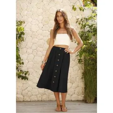 Naggoo Pleated Midi Skirt for Women - Chic A-Line Comfort