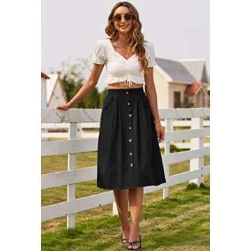 Naggoo Pleated Midi Skirt - Elegant A-Line Design for Women
