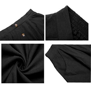 Naggoo Pleated Midi Skirts for Women Button Down High Waist A-Line Skirt M Black