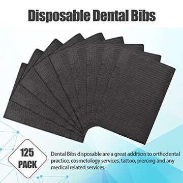 125 Pcs Dental Bibs Disposable for Patient, 13"x18", 3 Ply Waterproof Piercing Tattoo Paper Napkin T...