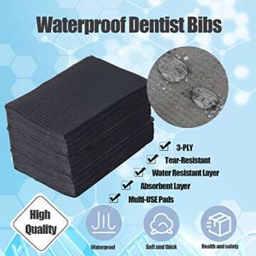 125 Pcs Dental Bibs Disposable for Patient, 13"x18", 3 Ply Waterproof Piercing Tattoo Paper Napkin Tissue Bib for Dental Clinic, Tattoo Station and Salon