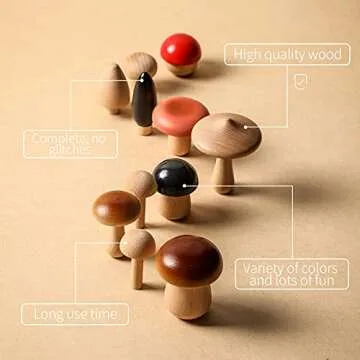 Wooden Mushroom Toy Pack of 11 Wooden Mushroom Set Various Sizes Natural Wooden Mushroom DIY Paint Color Mini Mushroom for Home Decor and Crafts Garden Accessories Creative Gift for 36 Months+