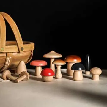 Wooden Mushroom Toy Pack of 11 Wooden Mushroom Set Various Sizes Natural Wooden Mushroom DIY Paint Color Mini Mushroom for Home Decor and Crafts Garden Accessories Creative Gift for 36 Months+