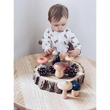 Wooden Mushroom Toy Pack of 11 Wooden Mushroom Set Various Sizes Natural Wooden Mushroom DIY Paint Color Mini Mushroom for Home Decor and Crafts Garden Accessories Creative Gift for 36 Months+