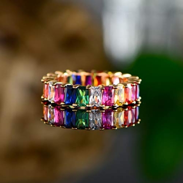 Eternity Rainbow Ring Wedding Band for Women