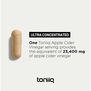 Toniiq 20% Acetic Acid Ultra High Strength Non-GMO Apple Cider Vinegar Capsules with Mother - 2,010mg Formula Pills with Cayenne Pepper -12x Potent - 120 Capsules