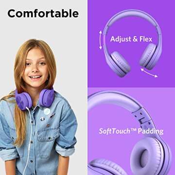LilGadgets Connect+ Pro Wired Kids Headphones for School - Comfortable with Volume Limiting & ShareP...