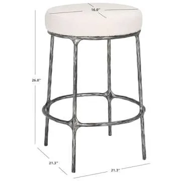 SAFAVIEH Couture Collection Trumen Ivory Boucle/Black 26-inch Counter Stool for Kitchen Island Breakfast Nook (Fully Assembled)
