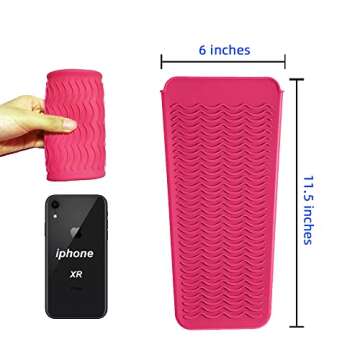 Heat Resistant Silicone Mat Pouch,Hair Styling Tools for Curling Irons, Flat Irons, Hair Straightener， 11.5 * 6 Inches, Food Grade Silicone, Pink