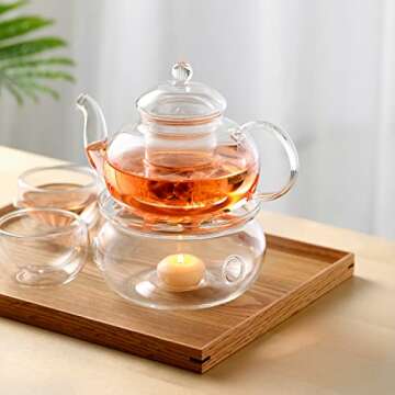 CnGlass 33.8oz Stovetop Safe Glass Teapot with Infuser