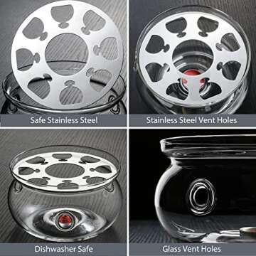 CnGlass 33.8oz Stovetop Safe Glass Teapot with Infuser