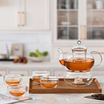 CnGlass 33.8oz Stovetop Safe Glass Teapot with Infuser