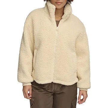 Levi's Women's Zip Up Sherpa Teddy Jacket for Winter Comfort