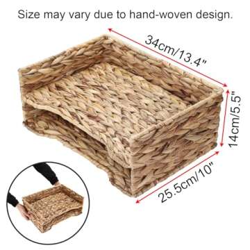 BTSKY Woven Water Hyacinth Desk Organizer for Files