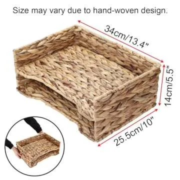 BTSKY Woven Water Hyacinth Desk Organizer for Files