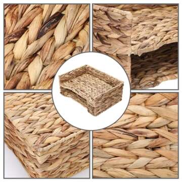 BTSKY Woven Water Hyacinth Desk Organizer for Files