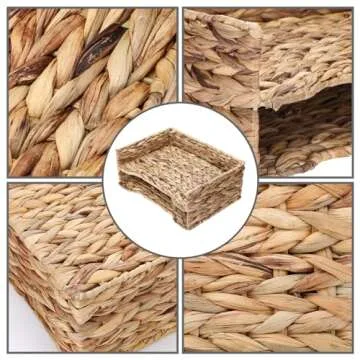 BTSKY Woven Water Hyacinth Desk Organizer for Files