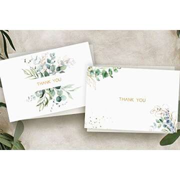 96 Thank You Cards with Gold Foil - Weddings & More