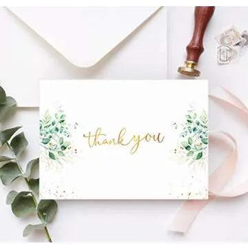 96 Thank You Cards with Gold Foil - Weddings & More