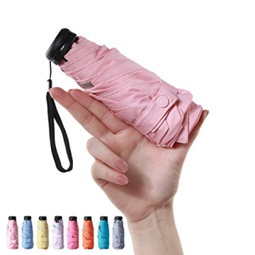 RUMBRELLA Mini Umbrella: Ultra-Compact, UV-Protected Travel Essential in Light Pink