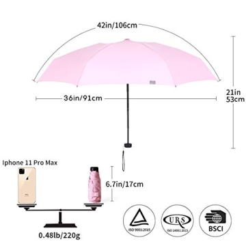 RUMBRELLA Mini Umbrella Compact UV Protection Light Pink
