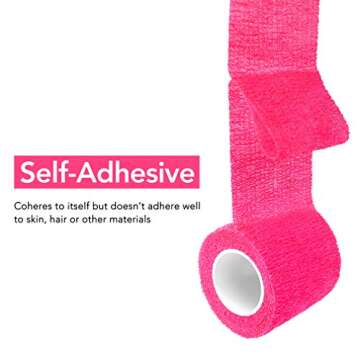 RISEN Cohesive Bandage 2” x 5 Yards, 6 Rolls, Self Adherent Wrap Medical Tape, Adhesive Flexible B...