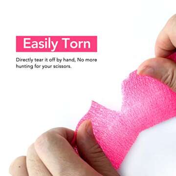 RISEN Cohesive Bandage 2” x 5 Yards, 6 Rolls, Self Adherent Wrap Medical Tape, Adhesive Flexible Breathable First Aid Gauze Ideal for Stretch Athletic