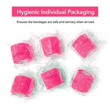 RISEN Cohesive Bandage 2” x 5 Yards, 6 Rolls, Self Adherent Wrap Medical Tape, Adhesive Flexible Breathable First Aid Gauze Ideal for Stretch Athletic