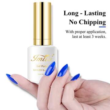 Imtiti Gel Nail Polish, 1 Pcs 0.5 Fl Oz Electric Blue Gel Polish Soak Off LED U V Nail Gel Polish Nail Polish DIY Nail Art Starter Manicure Salon Gel Nail Kit for Women Girls