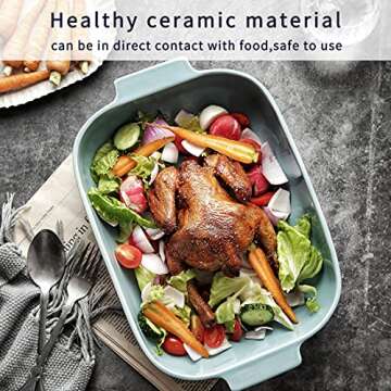 Baking Dishes Rectangular Bakeware Set Ceramic Baking Pan Lasagna Pans for Cooking Kitchen Cake Dinner Banquet and Daily Use - 13.8 x 9.5 Inches