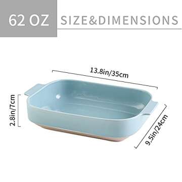 Baking Dishes Rectangular Bakeware Set Ceramic Baking Pan Lasagna Pans for Cooking Kitchen Cake Dinner Banquet and Daily Use - 13.8 x 9.5 Inches