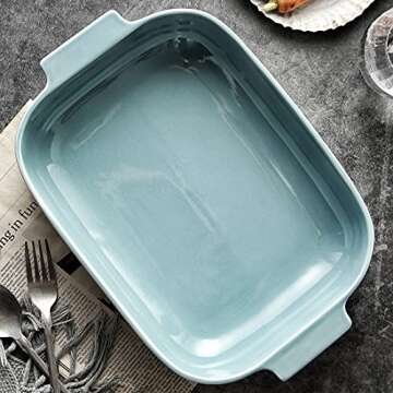 Baking Dishes Rectangular Bakeware Set Ceramic Baking Pan Lasagna Pans for Cooking Kitchen Cake Dinner Banquet and Daily Use - 13.8 x 9.5 Inches