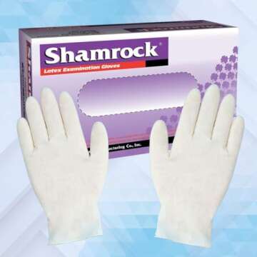 Shamrock Examination Latex Gloves - Disposable, Fully Textured and Rubber Glove for Medical, Food Ha...