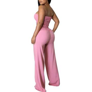Dezraia 2 Piece Sets for Women Summer Outfits Wide Leg Long Pants Set Vacation Jumpsuits