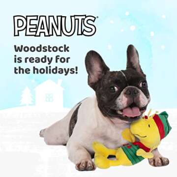 Peanuts for Pets Comics 6" Holiday Woodstock Plush Elf Dog Toy | Small Squeaky Dog Toy, Yellow Dog Chew Toy | Woodstock Stuffed Animal Toy for Dogs Officially Licensed by Comics, (FF14017)