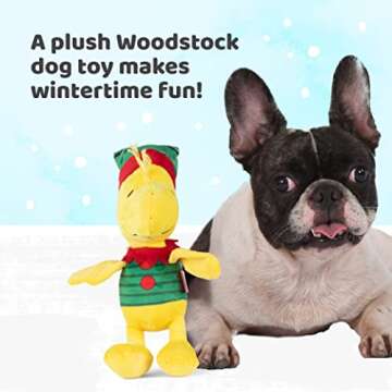 Peanuts for Pets Comics 6" Holiday Woodstock Plush Elf Dog Toy | Small Squeaky Dog Toy, Yellow Dog Chew Toy | Woodstock Stuffed Animal Toy for Dogs Officially Licensed by Comics, (FF14017)