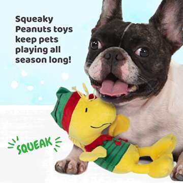 Peanuts for Pets Comics 6" Holiday Woodstock Plush Elf Dog Toy | Small Squeaky Dog Toy, Yellow Dog Chew Toy | Woodstock Stuffed Animal Toy for Dogs Officially Licensed by Comics, (FF14017)