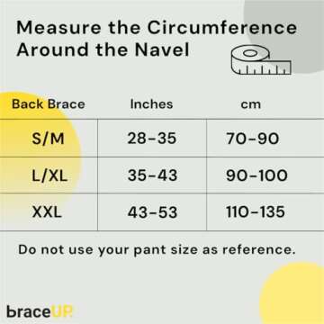 BraceUP Back Brace for Lower Back Pain Relief 35-43 in