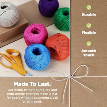 Bean Products Hemp Twine - High Tensile Strength and Durable - Made with 100% Hemp - Perfect for Jewelry, Arts & Crafts, Decoration, Cooking - 0.5MM, 50G/328 Ft. - 8 lb. Test Strength - Natural