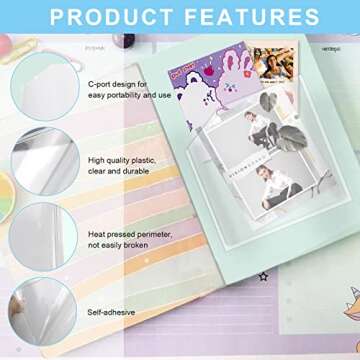 Aphrordity 6 Pcs Adhesive Pockets for Planners, 6 X 6 Inch Happy Planner Inserts Clear Adhesive Pockets for Happy Planner Cover for Home Office School