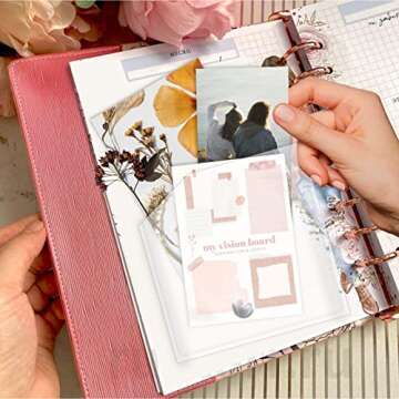 Aphrordity 6 Pcs Adhesive Pockets for Planners, 6 X 6 Inch Happy Planner Inserts Clear Adhesive Pockets for Happy Planner Cover for Home Office School